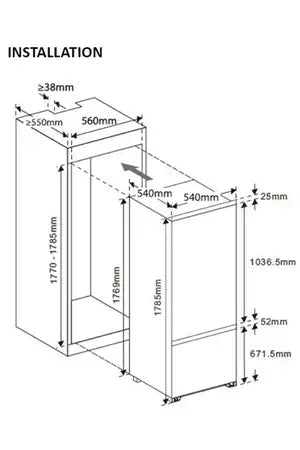 Refrigerateur congelateur en bas THOMSON COMBINE ENCASTRABLE - TH178EBI 178CM