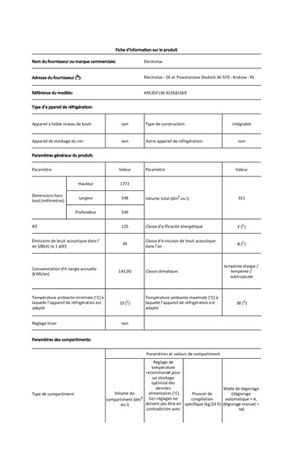 Réfrigérateur 1 porte ELECTROLUX KRS3DF18S - ENCASTRABLE 178CM