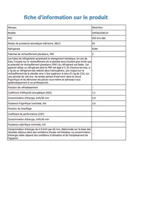 Climatiseur mobile ELECTROLUX EXP26U538CW