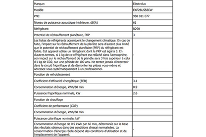 Climatiseur mobile ELECTROLUX EXP26U558CW