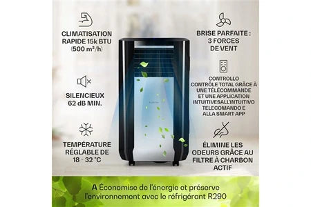 Climatiseur mobile KLARSTEIN CLIMATISEUR MOBILE MAX BREEZE SMART MOBILE15000 BTU/H (4,4 KW) CEE A