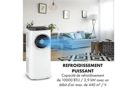 Climatiseur mobile KLARSTEIN CLIMATISEUR PORTABLE - KRAFTWERK SMART 10K - CLIMATISEUR 3-EN-1 - 10000BTU - CONTRÔLE PAR WIFI - BLANC