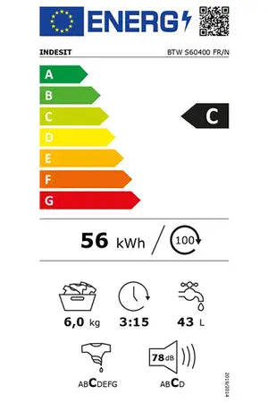 Lave-linge top Indesit BTWS60400FR/N