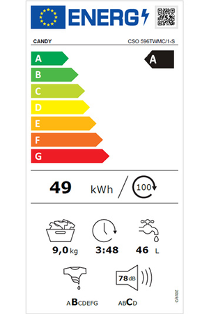 Lave-linge hublot Candy CSO 596TWMC/1-S