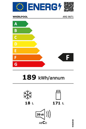 Réfrigérateur 1 porte WHIRLPOOL ARG8671 - ENCASTRABLE 122CM