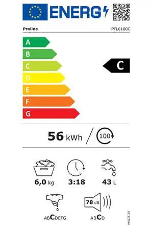 Lave-linge top Proline PTL6100C