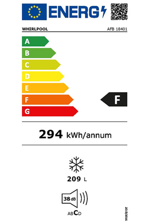 Congélateur armoire WHIRLPOOL AFB18401 - ENCASTRABLE 178CM