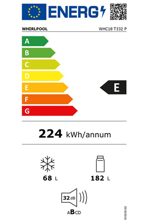 Refrigerateur congelateur en bas WHIRLPOOL COMBINE ENCASTRABLE - WHC18T332P TOTAL NO STRESS - 178CM