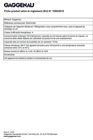 Cave multi-températures Gaggenau RW414364
