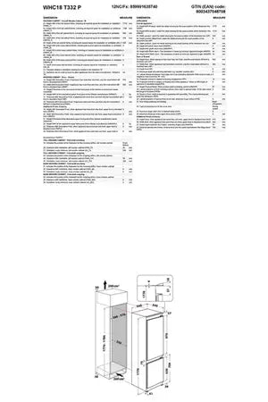 Refrigerateur congelateur en bas WHIRLPOOL COMBINE ENCASTRABLE - WHC18T332P TOTAL NO STRESS - 178CM