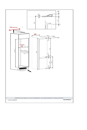 Refrigerateur congelateur en bas WHIRLPOOL COMBINE ENCASTRABLE - SP408001 194CM