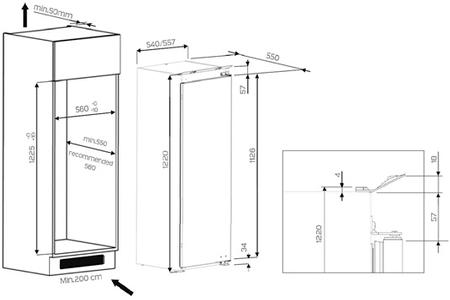 Réfrigérateur 1 porte WHIRLPOOL ARG8671 - ENCASTRABLE 122CM