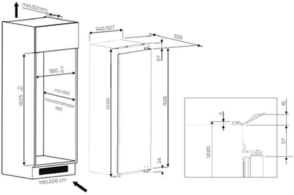 Réfrigérateur 1 porte WHIRLPOOL ARG8671 - ENCASTRABLE 122CM