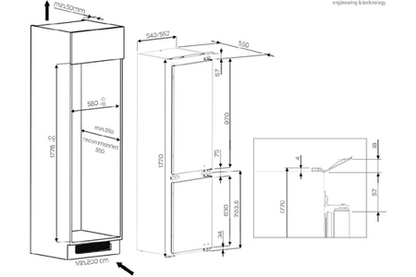 Refrigerateur congelateur en bas WHIRLPOOL COMBINE ENCASTRABLE - ART66112 178CM