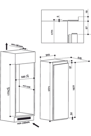 Congélateur armoire WHIRLPOOL AFB18401 - ENCASTRABLE 178CM