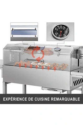 Barbecue à charbon GRILL TRADITIONNEL ÉLECTRIQUE GOURMET BARBECUE AU CHARBON DE BOIS HDME - 25 W, 2172 CM CARRÉ, ACIER INOX, PLEIN AIR POUR CAMPING PARC