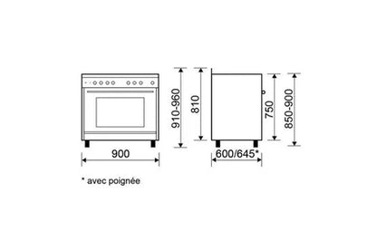 Gaziniere GLEM GLEM CUISINIÈRE PIANO DE CUISSON 5 FOYERS BRÛLEURS GAZ INOX 90X60CM FOUR CATALYSE GAZINIÈRE 104L GE960CBIX2