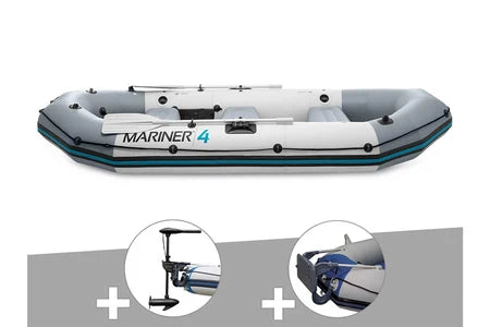 Bateau pneumatique INTEX KIT BATEAU GONFLABLE 4 PLACES MARINER 4 AVEC MOTEUR, RAMES ET GONFLEUR - INTEX