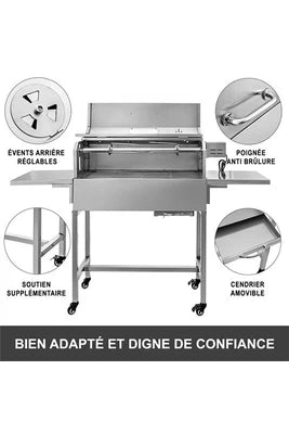 Barbecue à charbon GRILL TRADITIONNEL ÉLECTRIQUE GOURMET BARBECUE AU CHARBON DE BOIS HDME - 25 W, 2172 CM CARRÉ, ACIER INOX, PLEIN AIR POUR CAMPING PARC