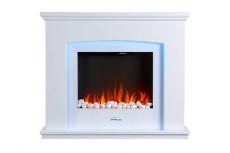 Cheminée électrique PURLINE CHEMINÉE ÉLECTRIQUE MURALE 2KW EN ACIER LAQUÉ BLANC AVEC LEDS ET TÉLÉCOMMANDE