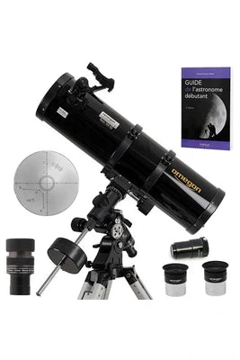 Télescope OMEGON PACK COMPLET TÉLESCOPE 150/750 EQ4 ET ZOOM ET VISÉE POLAIRE ET GUIDE DÉBUTANT ET OCULAIRES ET BARLOW - OMEGON