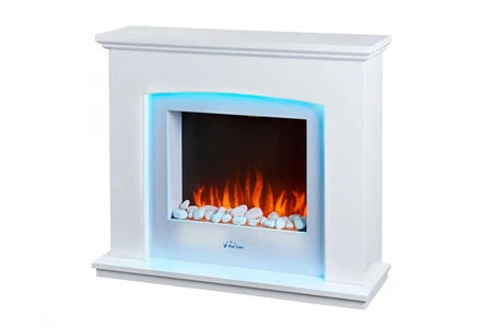 Cheminée électrique PURLINE CHEMINÉE ÉLECTRIQUE MURALE 2KW EN ACIER LAQUÉ BLANC AVEC LEDS ET TÉLÉCOMMANDE