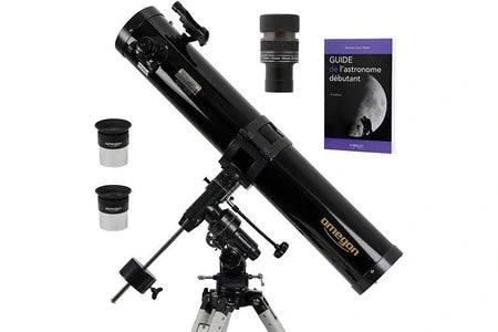 Télescope OMEGON PACK COMPLET TÉLESCOPE 130/920 EQ3 ET ZOOM ET GUIDE DÉBUTANT ET OCULAIRES ET VISÉE - OMEGON